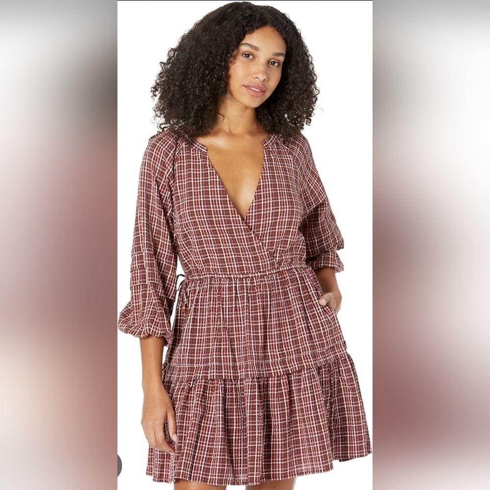 Madewell Red and White Pleated Sundress with Bishop Sleeves Gentle Used Sz M